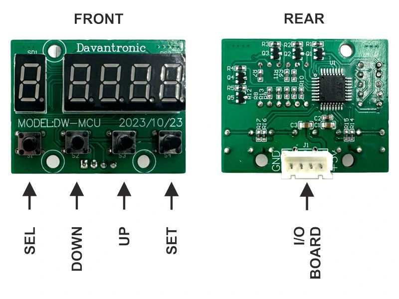 DISPLAY BUTTONS BOARD FRONT AND REAR VIEW