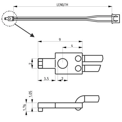 NTC temperature sensor pcb dimensions