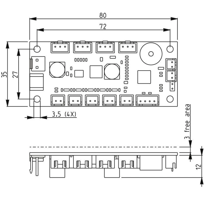 sensor output thermostat board dimensions