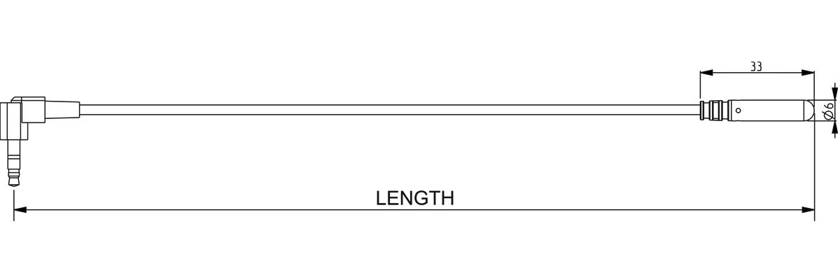 NTC sensor probe with jack dimensions